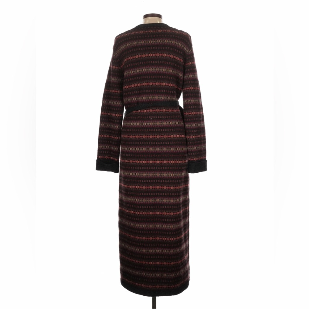 Ralph Lauren Wool Long Cardigan Sweater Fair Isle Blanket Coat Vintage 90s L - Picture 2 of 5